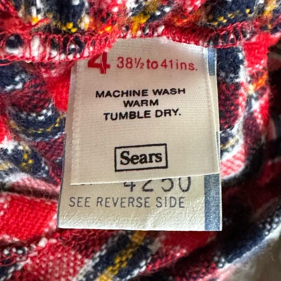 Vintage Sears Red and Blue Plaid Girls Overalls - Picture 5 of 7